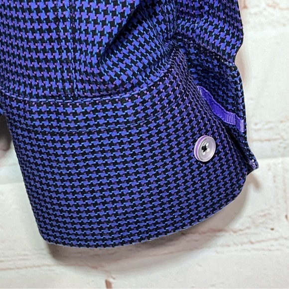 Robert Graham Shirt Mens Large Purple Button Up Houndstooth Flip Cuff Classic - Picture 10 of 12